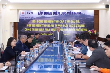 Hoàn thành nghiệm thu cấp chủ đầu tư công trình Thủy điện Hòa Bình mở rộng