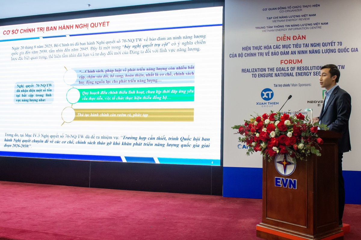 Realizing the Goals of Politburo Resolution No. 70 on Ensuring National Energy Security Realizing the Goals of Politburo Resolution No. 70 on Ensuring National Energy Security